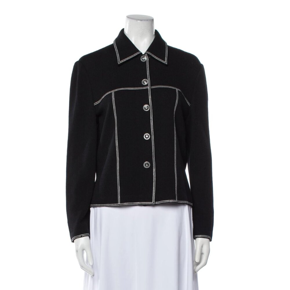St John by Marie Gray Jacket. | Black jacket with white details.